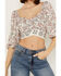 Image #3 - Beyond The Radar Women's Bandana Print Tie Back Top, Ivory, hi-res