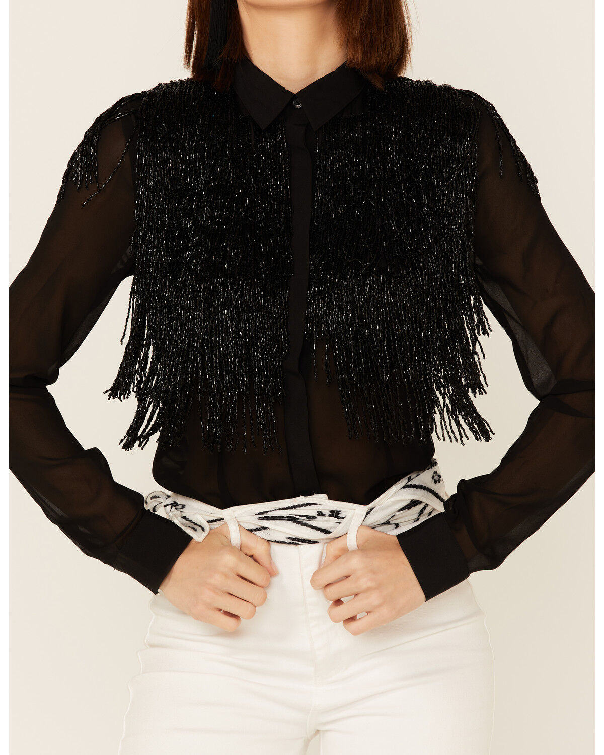 Image #3 - Any Old Iron Women's Beaded Fringe Shirt, , hi-res