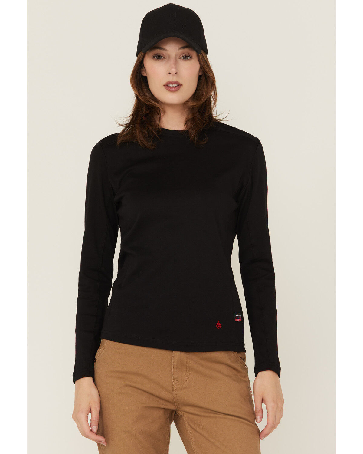 Image #1 - Forge Workwear Women's FR Long Sleeve Work Shirt, Black, hi-res