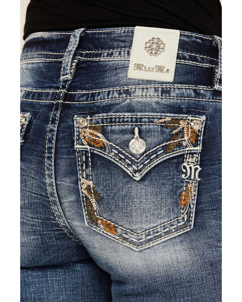 Image #2 - Miss Me Women's Medium Wash Faux Flap Leaf Pocket Mid Rise Bootcut Stretch Denim Jeans , Medium Wash, hi-res