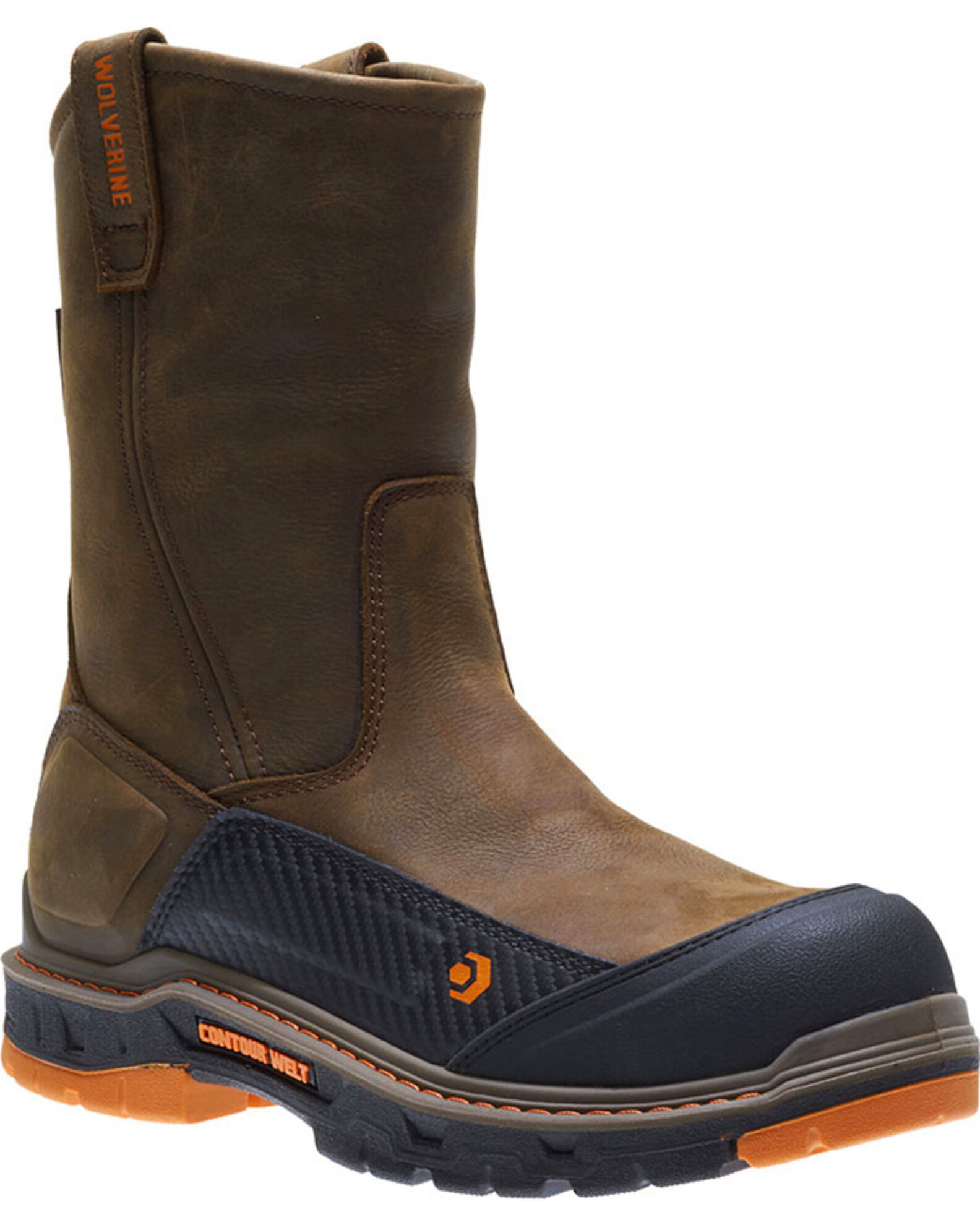 Men s Wolverine Overpass Wellington WP Composite Toe Boot Brown