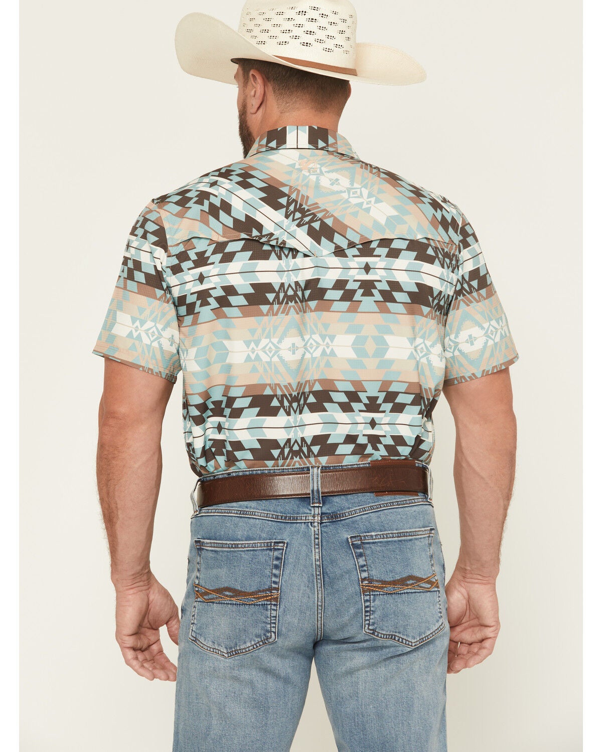 Image #4 - RANK 45&reg; Men's Eagle Pass Southwestern Print Short Sleeve Snap Performance Western Shirt, Multi, hi-res