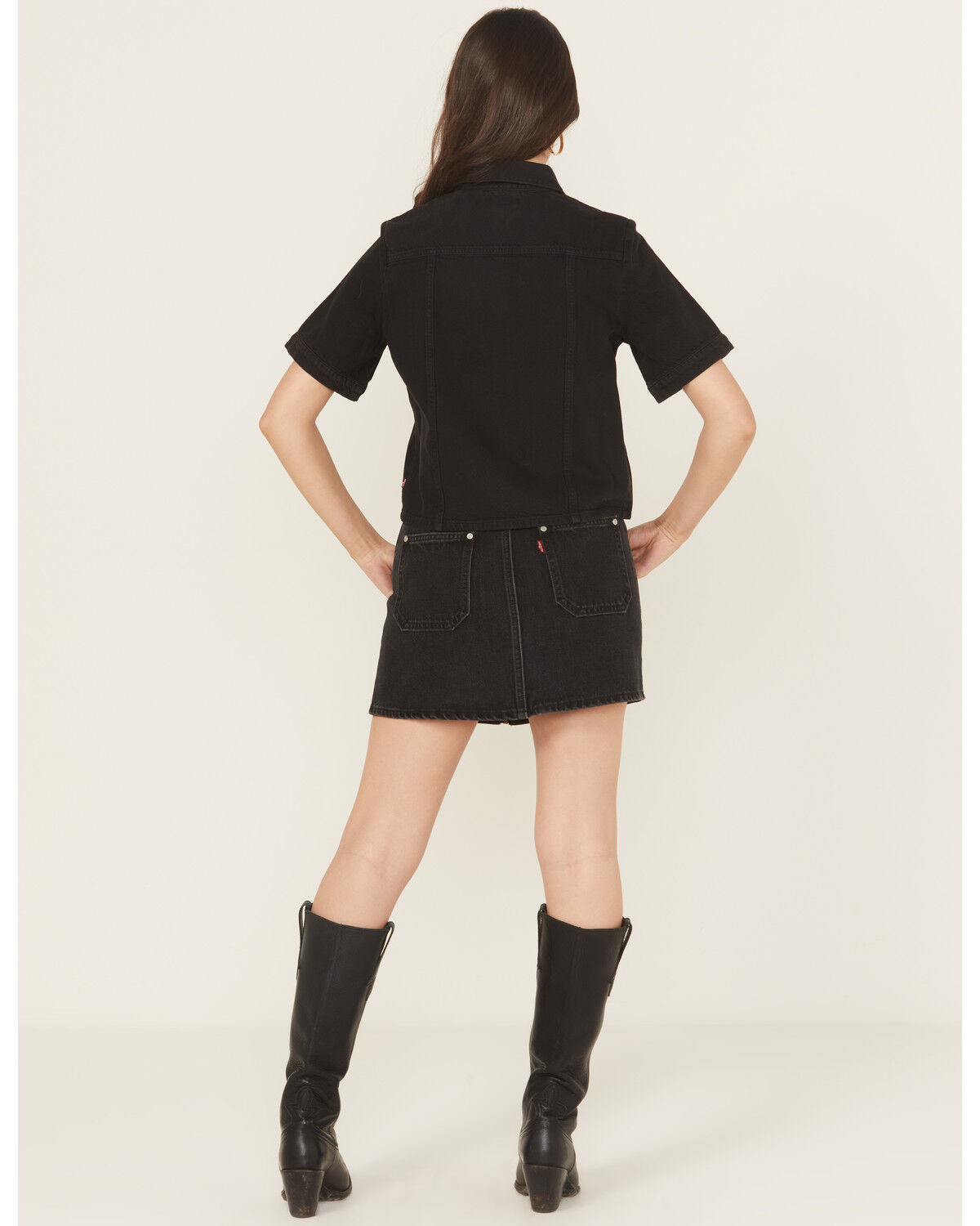 Image #3 - Levi's Women's Moto Icon Zipper Front Denim Mini Skirt, Black, hi-res
