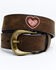 Image #1 - Shyanne Girls' Heart Leather Belt, Brown, hi-res