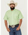 Image #1 - Panhandle Select Men's Geo Print Short Sleeve Button-Down Western Shirt, Light Green, hi-res