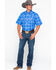 Image #6 - Wrangler 20X Men's Competition Advanced Comfort Plaid Print Short Sleeve Western Shirt , Blue, hi-res