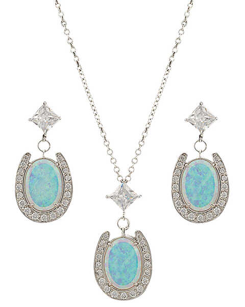 Montana Silversmiths Women's River Lights Pond of Luck Necklace & Earrings Jewelry Set, Silver, hi-res