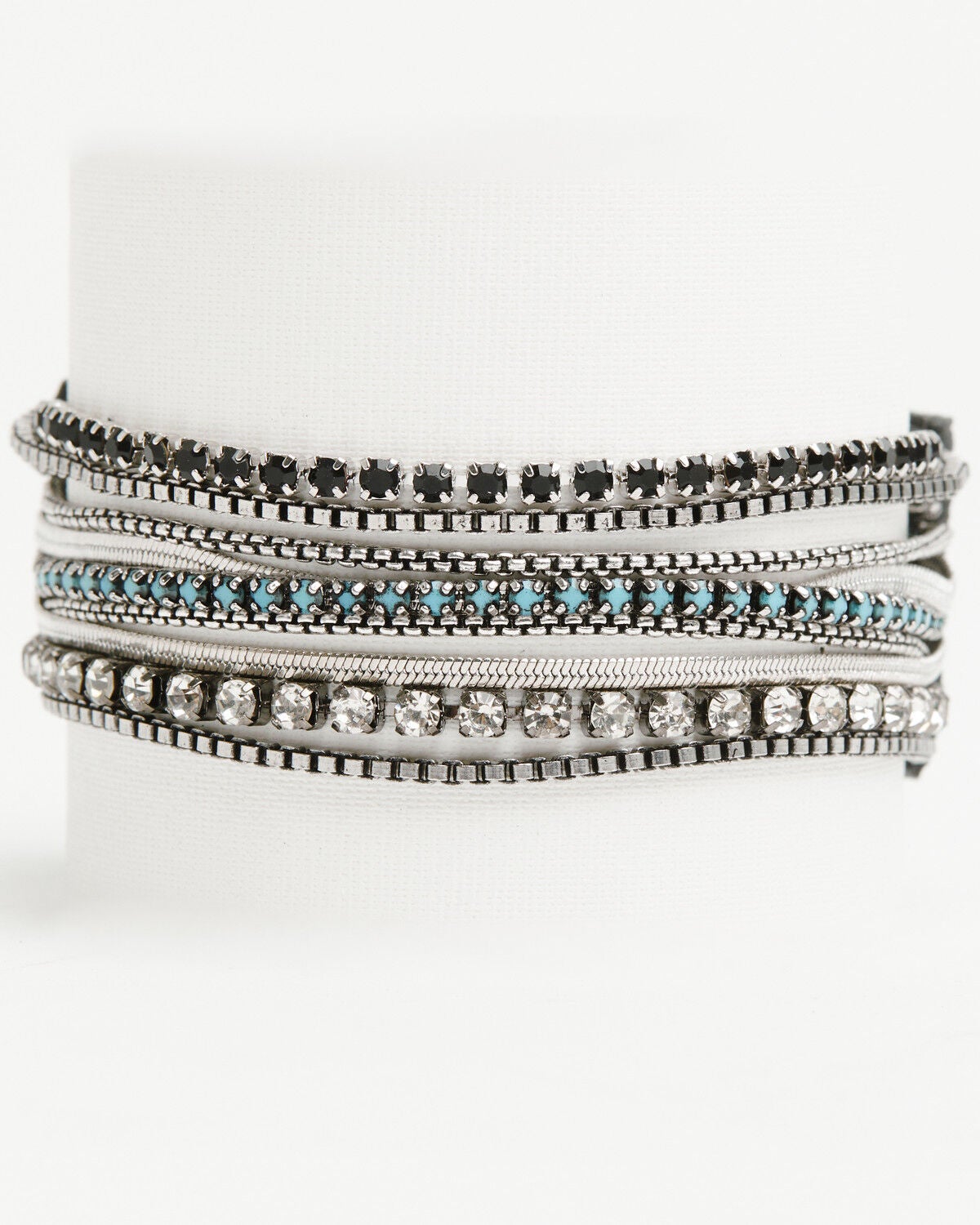 Image #1 - Shyanne Women's Rhinestone Layered Cuff Bracelet, Silver, hi-res