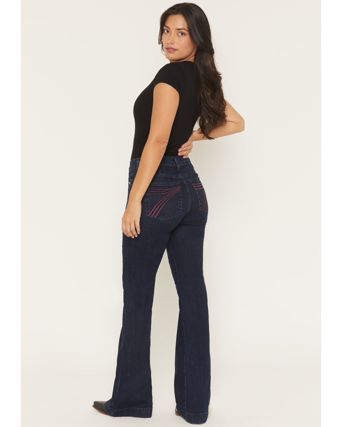 Image #1 - 7 For All Mankind Women's Dark Wash High Rise Slim Illusion Dojo Flare Stretch Denim Jeans, Dark Wash, hi-res