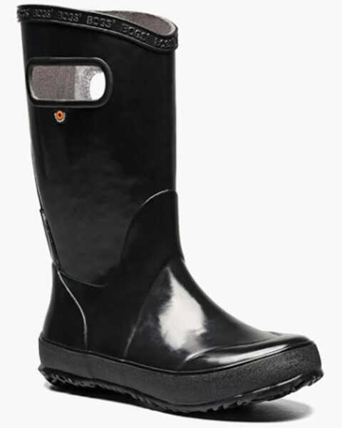 Image #1 - Bogs Girls' Solid Rain Boots - Round Toe, Black, hi-res