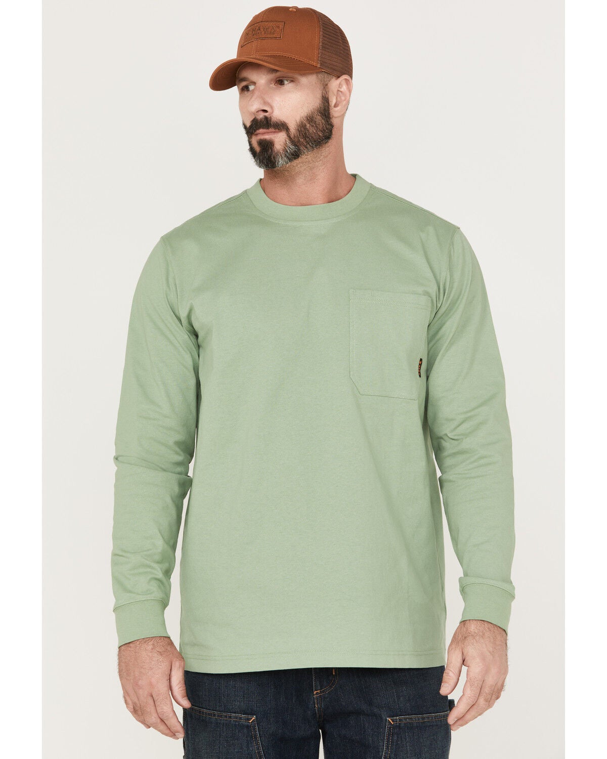 Hawx Men's Solid Loden Forge Long Sleeve Work Pocket T-Shirt - Tall, Loden, hi-res