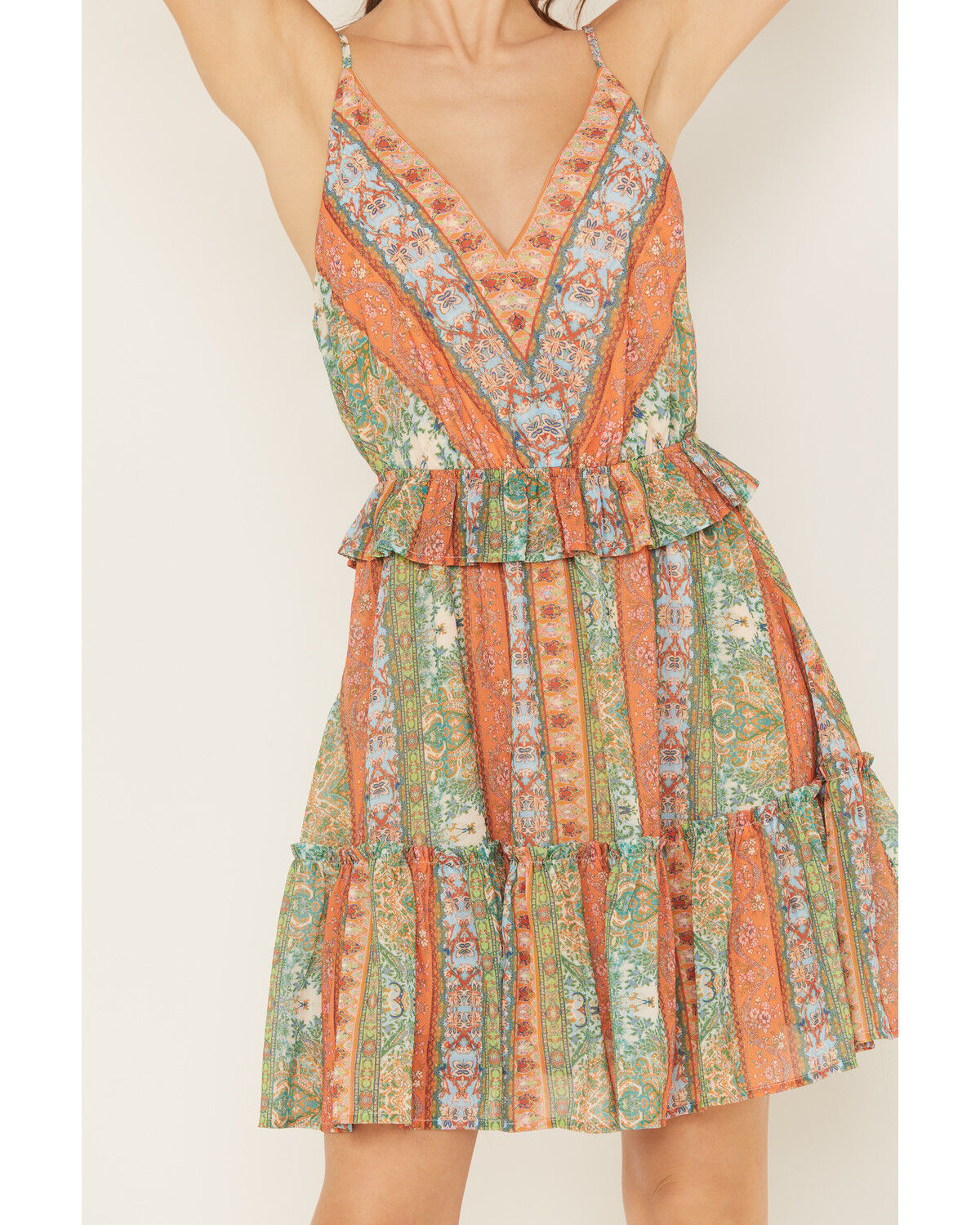 Image #3 - Flying Tomato Women's Ruffle Hem Printed Mini Dress, Multi, hi-res