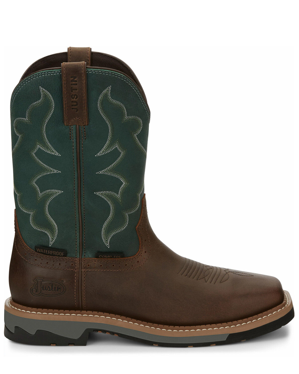 Image #2 - Justin Men's Boot Barn Exclusive Carbide Waterproof Western Work Boots - Composite Toe, Brown, hi-res