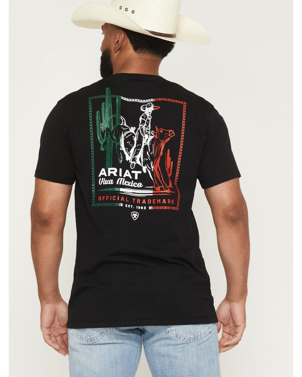 Image #1 - Ariat Men's Bucking Baqueno Short Sleeve Graphic T-Shirt, Black, hi-res