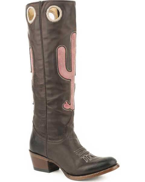 Image #1 - Stetson Women's Brown Taylor Embroidered Boots - Round Toe , Brown, hi-res