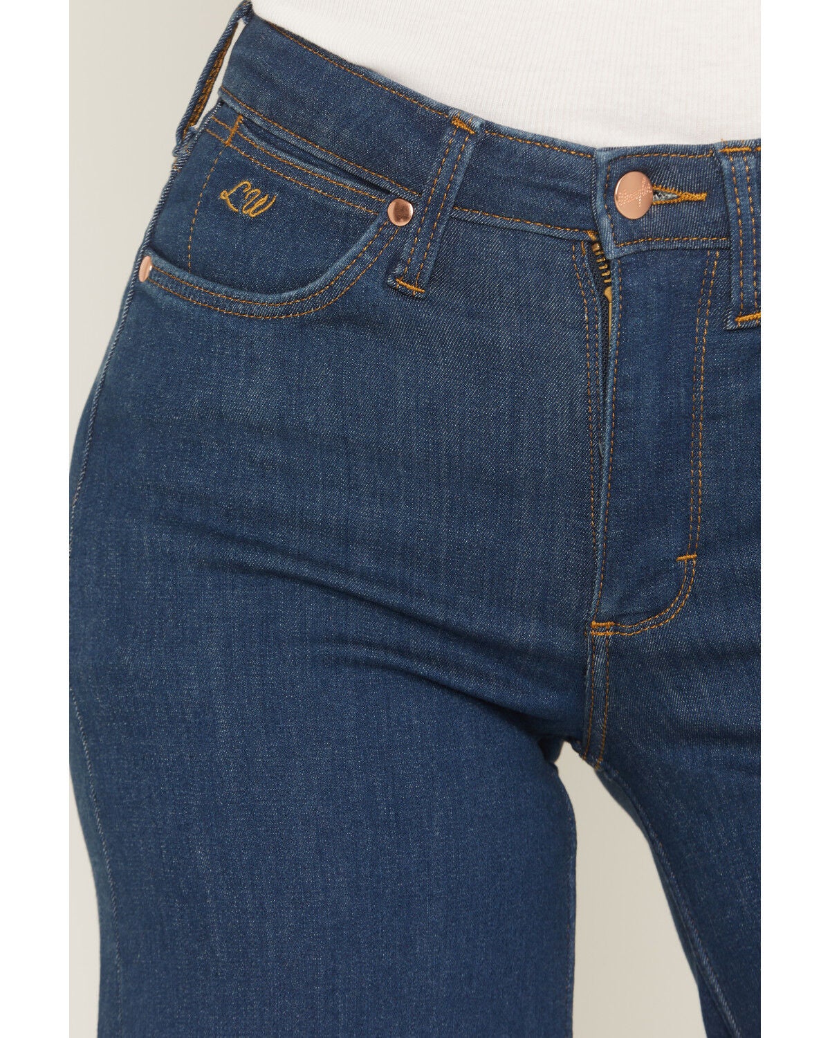 Image #2 - Wrangler X Lainey Wilson Women's Cheeky Wide Leg Stretch Denim Jeans, Blue, hi-res