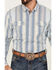 Image #3 - Scully Men's Serape Striped Long Sleeve Pearl Snap Western Shirt, Light Blue, hi-res