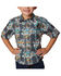 Image #1 - Roper Boys' Hawaiian Floral Print Short Sleeve Snap Western Shirt, Blue, hi-res