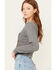 Image #2 - Cleo + Wolf Women's Off The Grid Cropped Rib Knit Long Sleeve Tee, Steel, hi-res