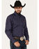 Image #2 - Ariat Men's Nossen Texas Star Print Button-Down Western Shirt, Navy, hi-res