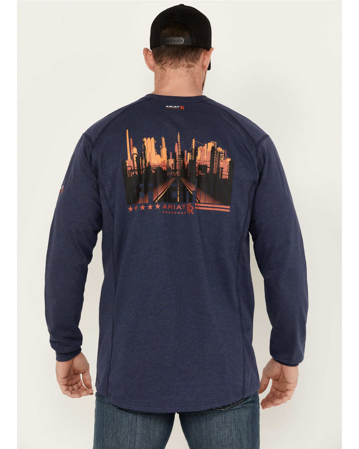 Image #1 - Ariat Men's Rebar FR Air Refinery Henley Long Sleeve Work Shirt - Tall, Navy, hi-res
