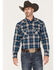 Image #1 - Ariat Men's Huntleigh Retro Plaid Print Long Sleeve Snap Western Flannel Shirt, Blue, hi-res