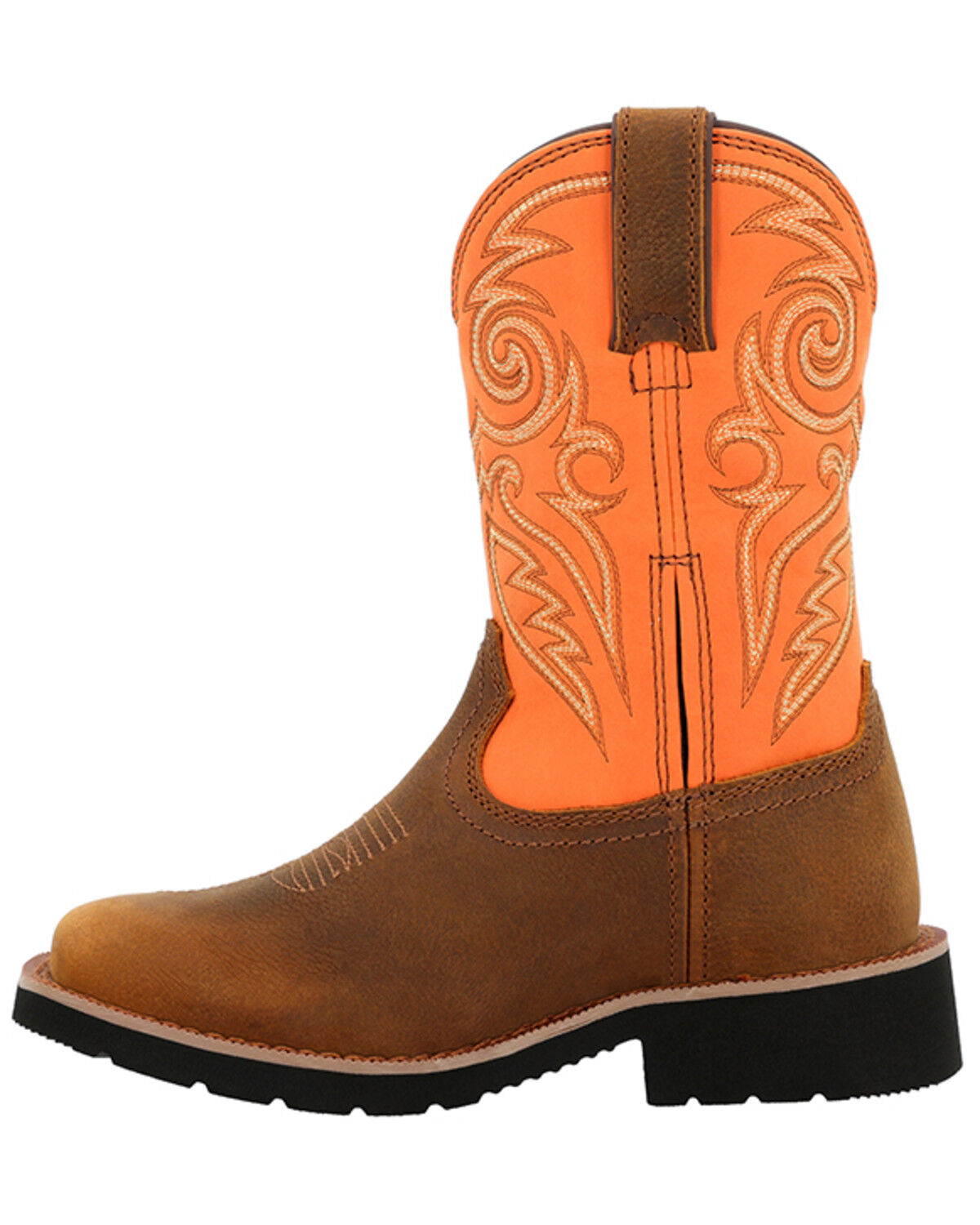 Image #3 - Rocky Boys' Monocrepe Western Boots - Broad Square Toe, Orange, hi-res