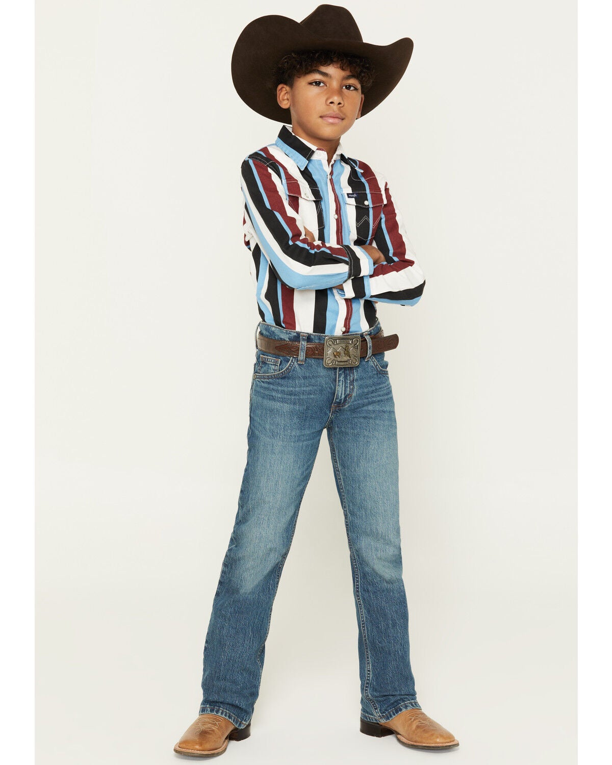 Wrangler 20X Boys' Medium Wash Montana Bootcut Stretch Denim Jeans, Medium Wash, hi-res