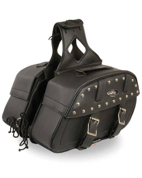 Image #1 - Milwaukee Leather Zip-Off Studded Throw Over Rounded Saddle Bag, Black, hi-res