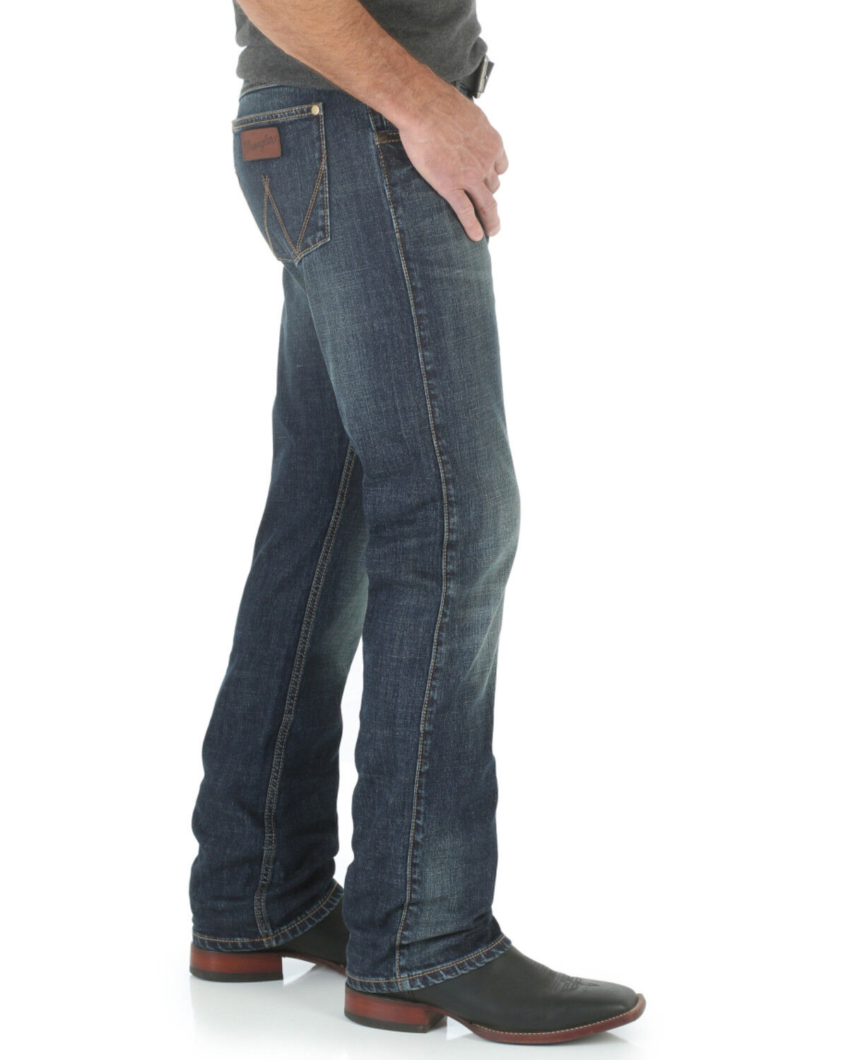 Image #3 - Wrangler Retro Men's Bozeman Medium Wash Low Rise Slim Straight Jeans, Denim, hi-res