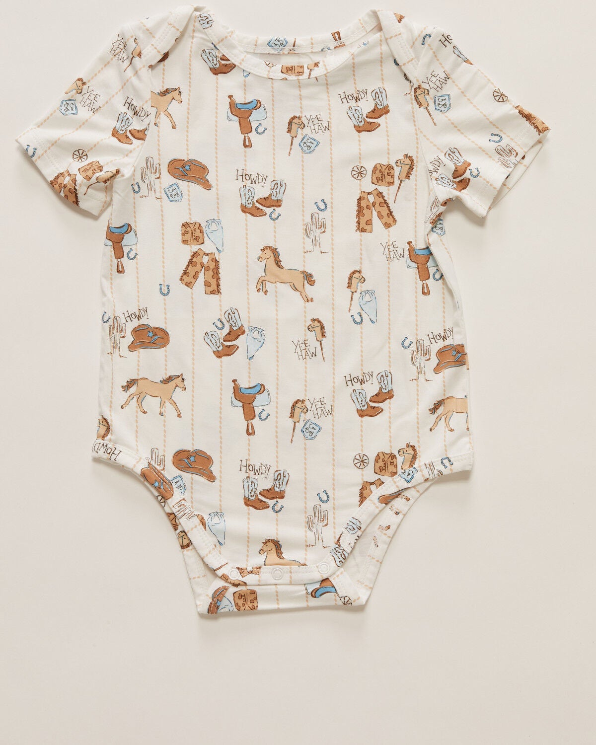 Image #1 - Angel Dear Infant Boys' Cowboy Nursery Short Sleeve Onesie, White, hi-res