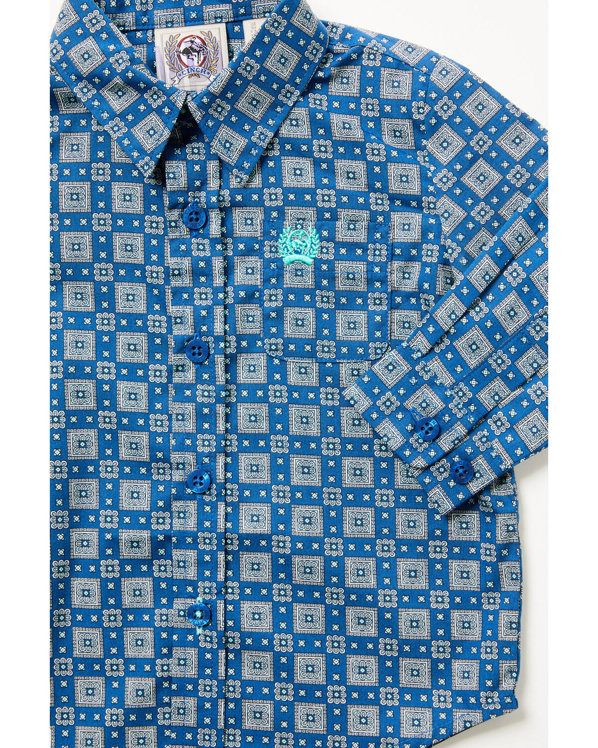 Image #2 - Cinch Infant Boys' Geo Print Long Sleeve Button-Down Western Shirt, Royal Blue, hi-res