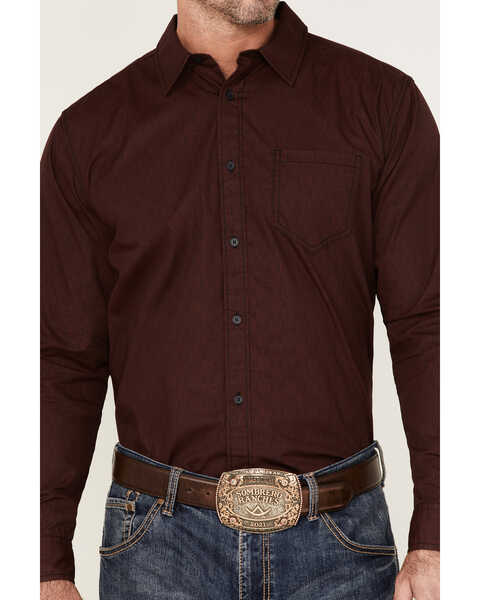 Image #3 - Gibson Men's Matrix Southwestern Geo Print Long Sleeve Button Down Western Shirt , Burgundy, hi-res