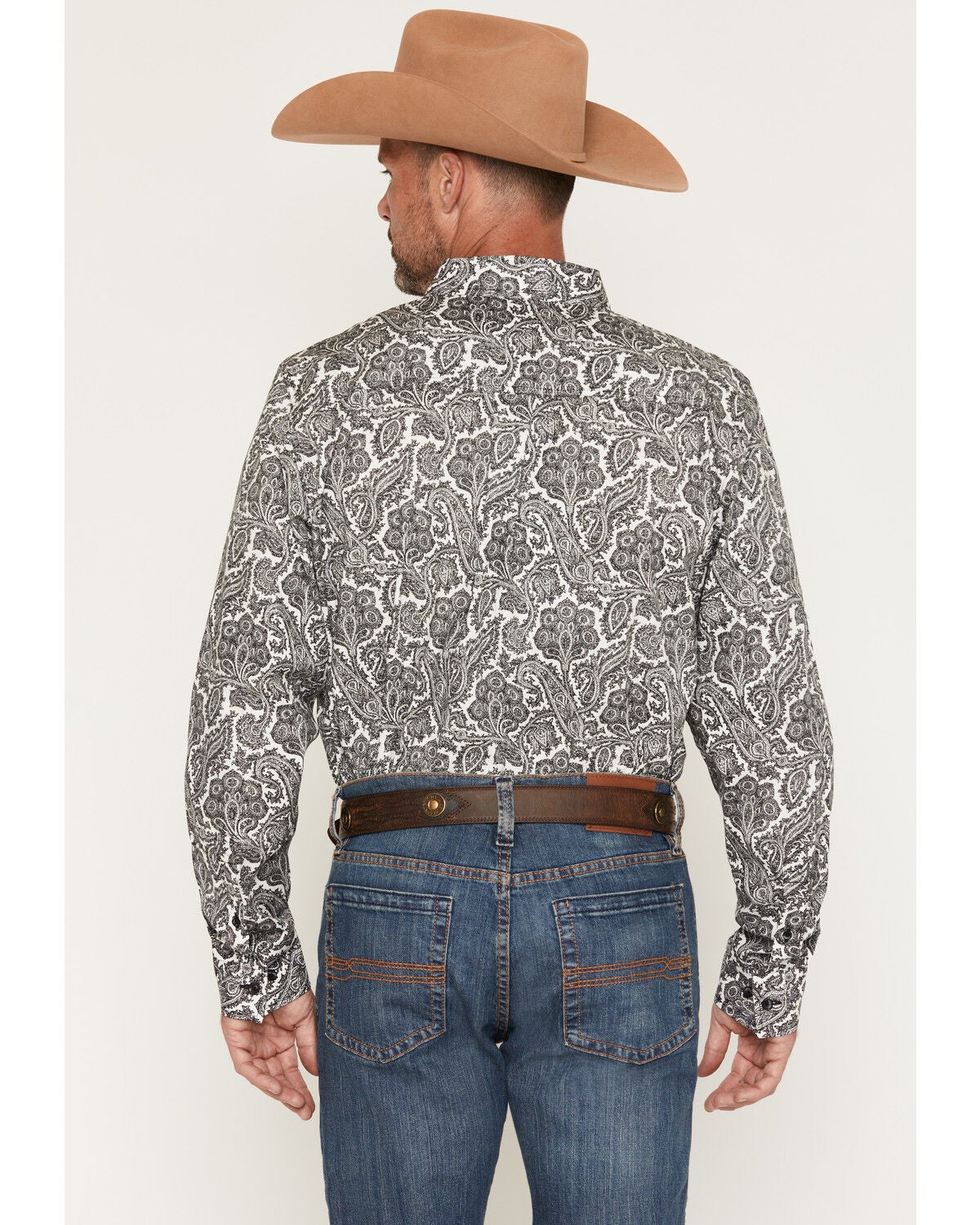 Image #4 - Cody James Men's Botanical Paisley Print Long Sleeve Button-Down Stretch Western Shirt - Big, Black, hi-res
