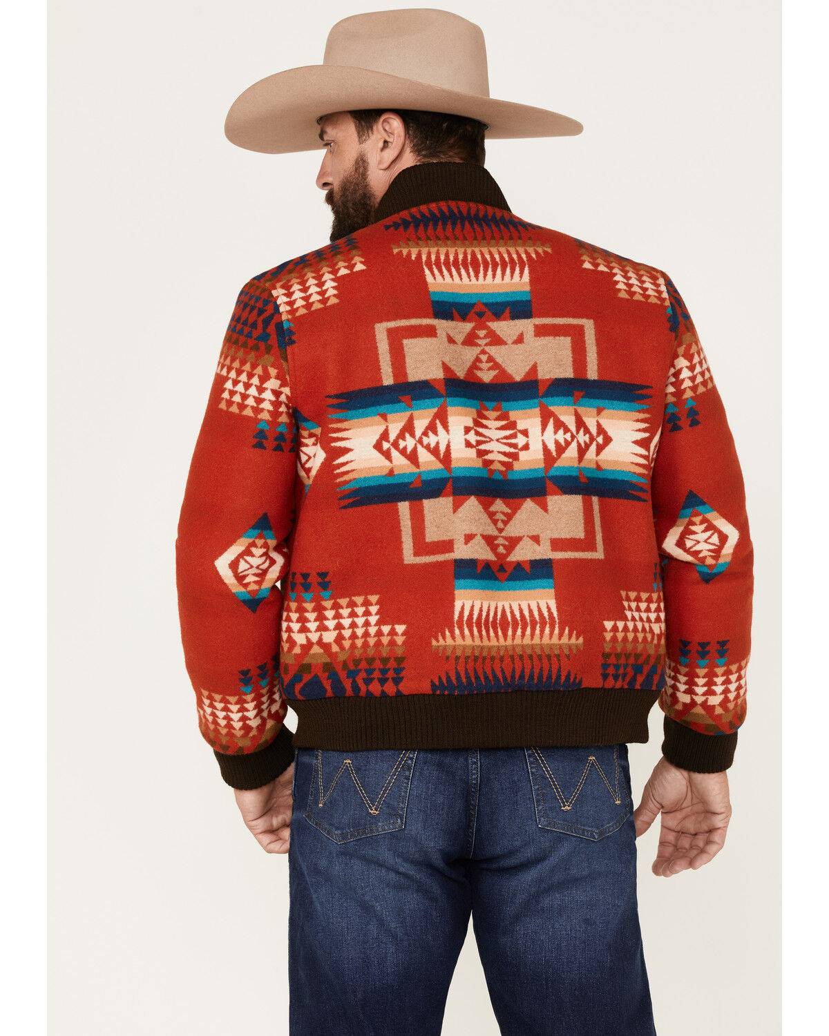 Image #4 - Pendleton Men's Gorge All-Over Print Quilted Snap Bomber Jacket, Red, hi-res