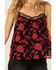 Image #3 - Wild Moss Women's Floral Print Jacquard Lace Cami , Red, hi-res