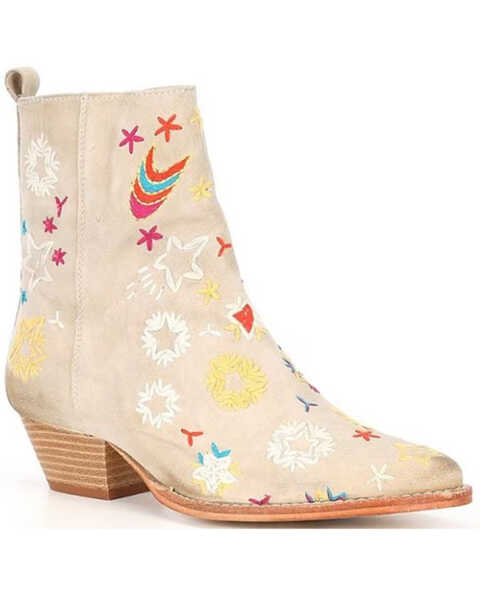 Image #1 - Free People Women's Bowers Embroidered Western Boots - Pointed Toe , Stone, hi-res