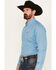 Cinch Men's Geo Print Long Sleeve Button-Down Western Shirt, Blue, hi-res