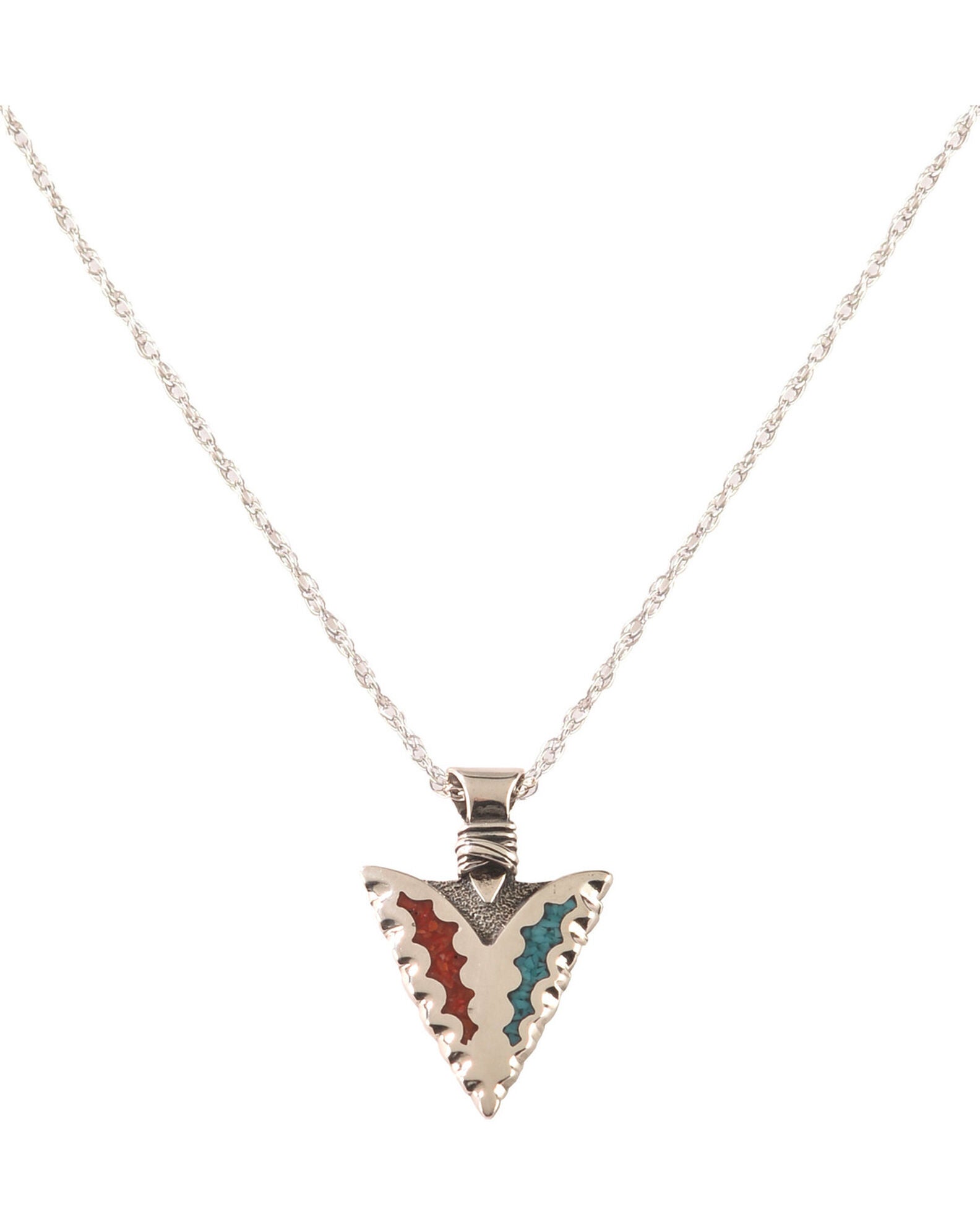 Silver Legends Women's Turquoise and Coral Arrowhead Necklace | Sheplers