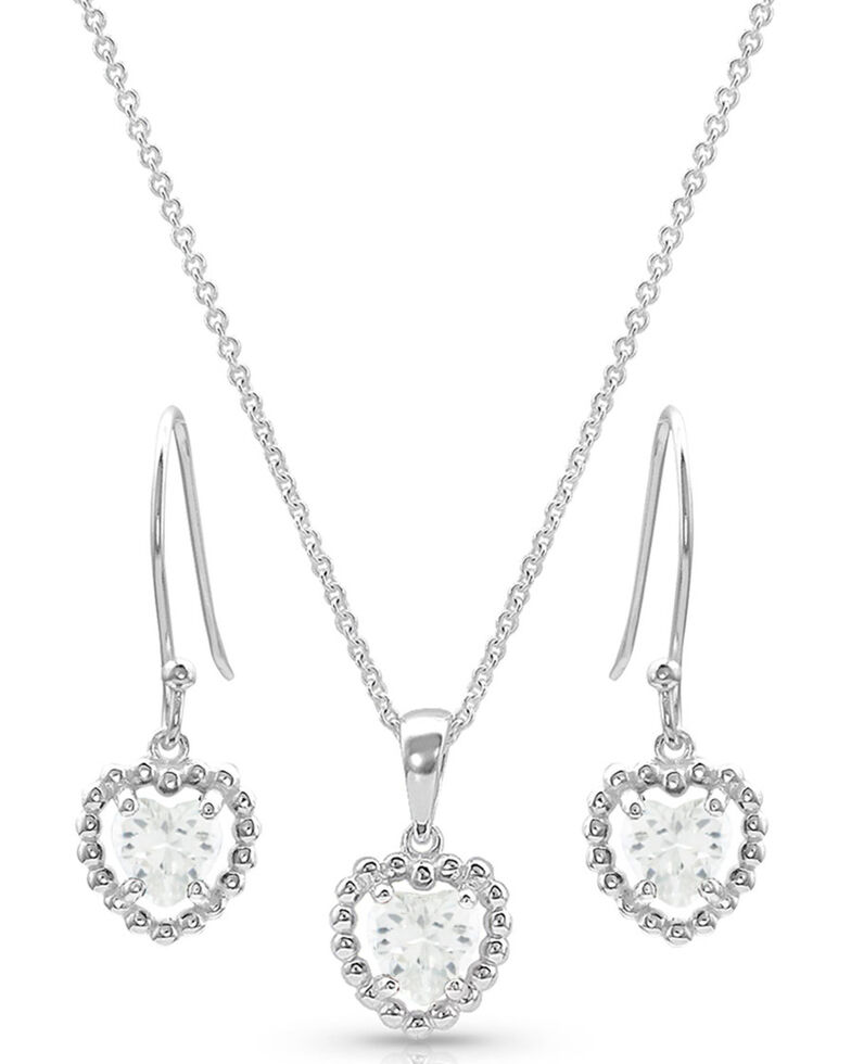 Montana Silversmiths Women's Frozen Heart Jewelry Set, Silver, hi-res