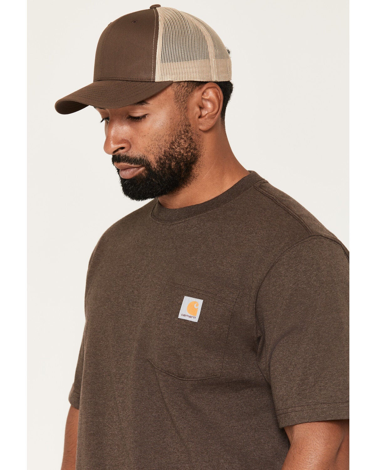 Image #2 - Carhartt Men's Iconic Short Sleeve Pocket Work Shirt, Brown, hi-res