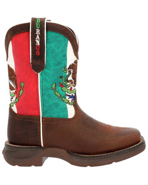 Image #2 - Durango Toddler Boys' Lil' Rebel Mexican Flag Western Boots - Broad Square Toe , Brown, hi-res