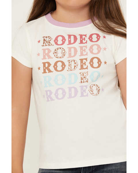 Shyanne Girls' Rodeo Short Sleeve Graphic Ringer Tee, Ivory, hi-res