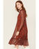 Image #2 - Panhandle Women's Cactus Print Long Sleeve Mesh Midi Dress, Rust Copper, hi-res