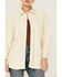 Sadie & Sage Women's Faux Leather Ecru Shacket, Ivory, hi-res