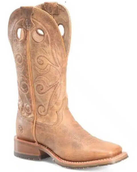 Image #1 - Double H Women's 12" Kenna Slip Resistant Western Boots - Broad Square Toe, Brown, hi-res