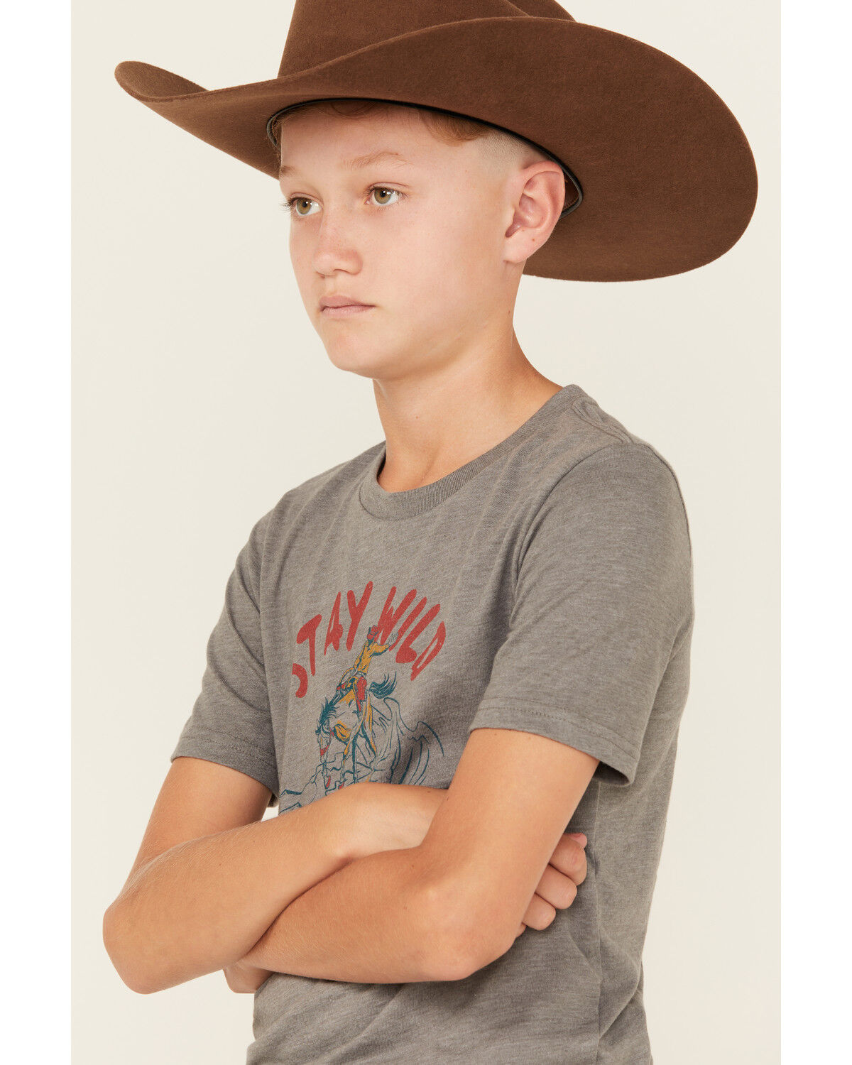Image #2 - Wrangler Boys' Stay Wild Short Sleeve Graphic T-Shirt, Grey, hi-res