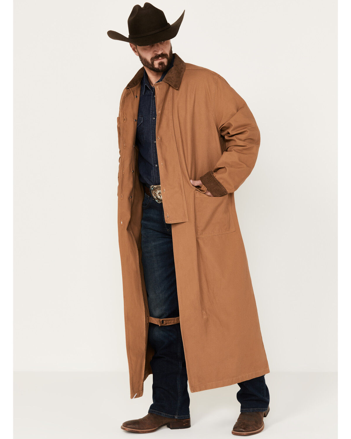 Image #2 - RangeWear by Scully Men's Long Canvas Duster, Brown, hi-res