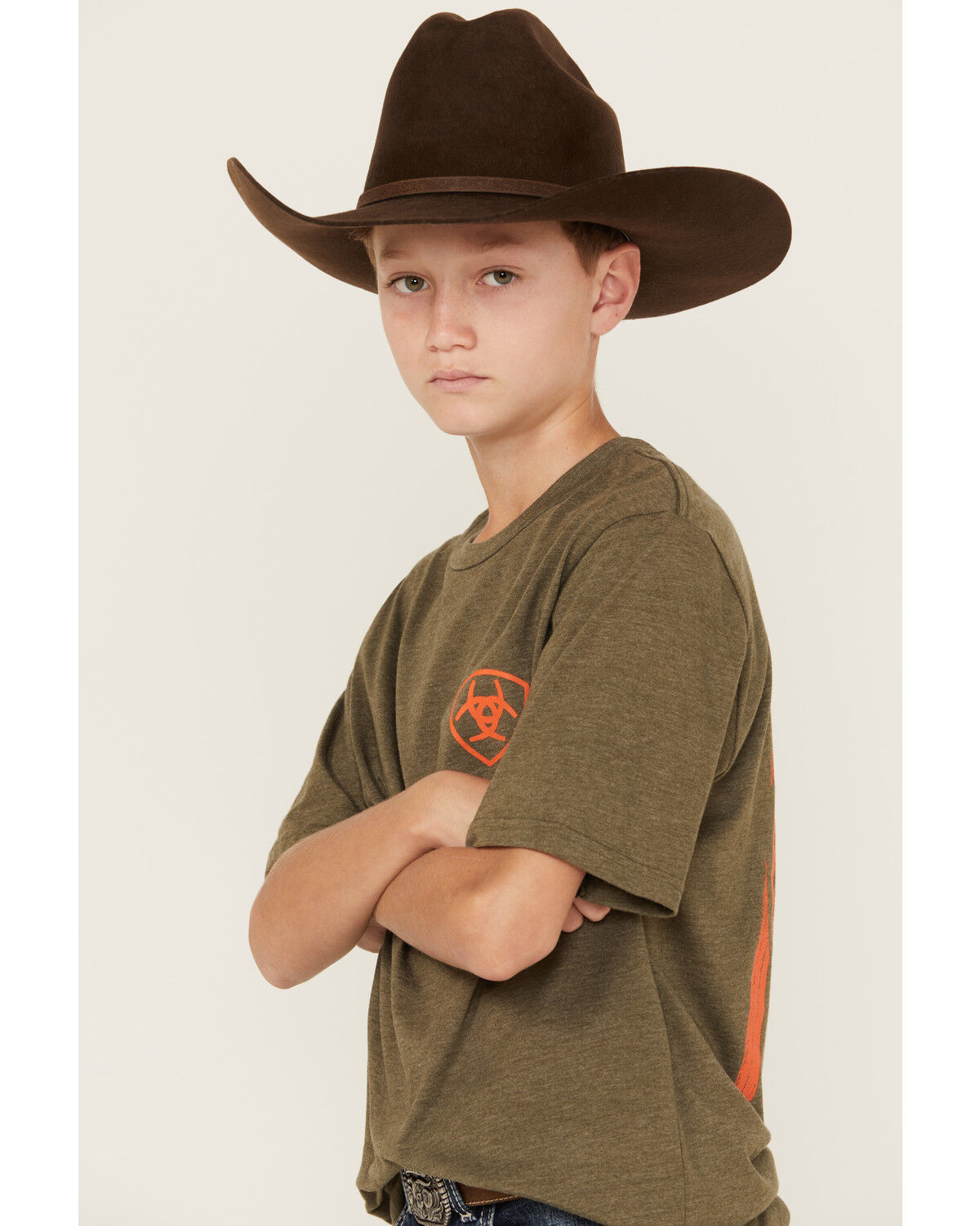 Image #2 - Ariat Boys' Logo Short Sleeve Graphic T-Shirt, Green, hi-res