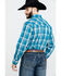 Image #2 - Ely Walker Men's Turquoise Retro Plaid Embroidered Long Sleeve Western Shirt , , hi-res